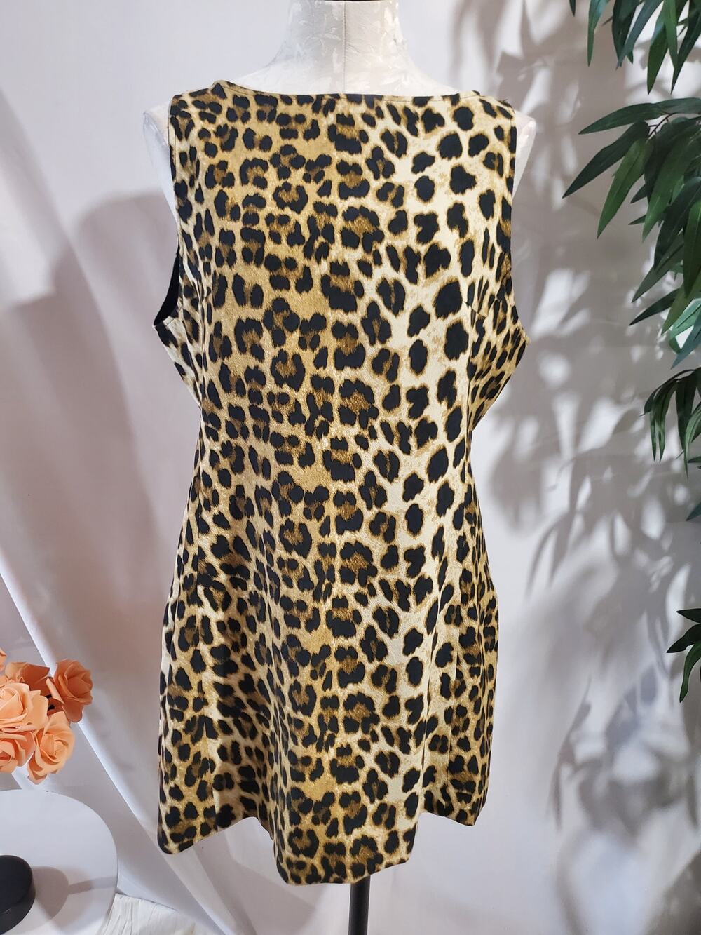 Zara NWT Leopard Animal Print Sleeveless Mini Dress Size XL Party Event Office
